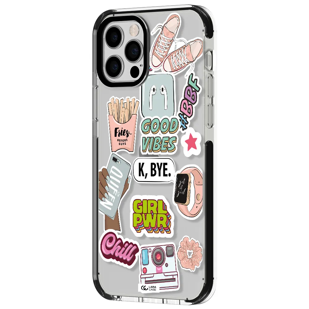 Girl Power Apple iPhone 12 pro impact black border Case