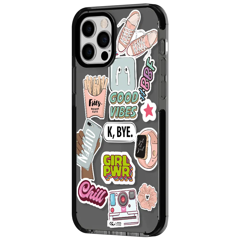 Girl Power Apple iPhone 12 pro impact Smoke Black Case