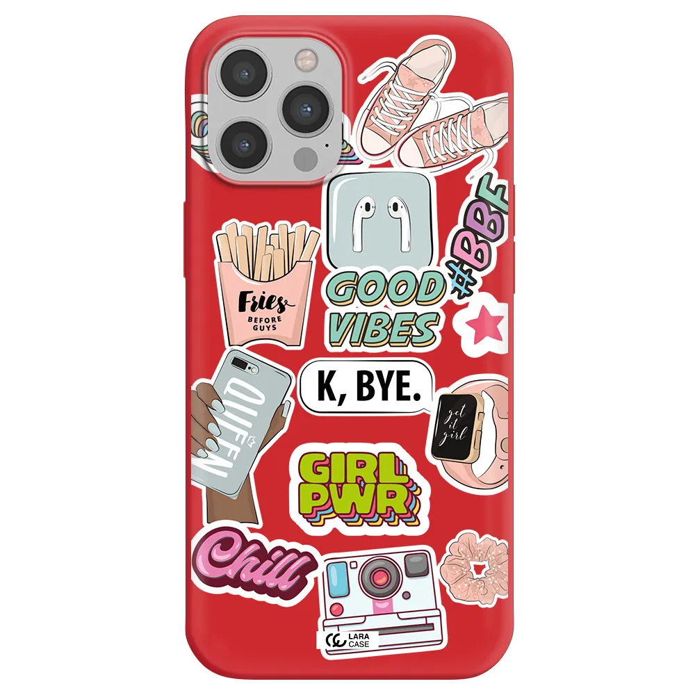 Girl Power Apple iPhone 12 pro Silicone Imperial Red Case