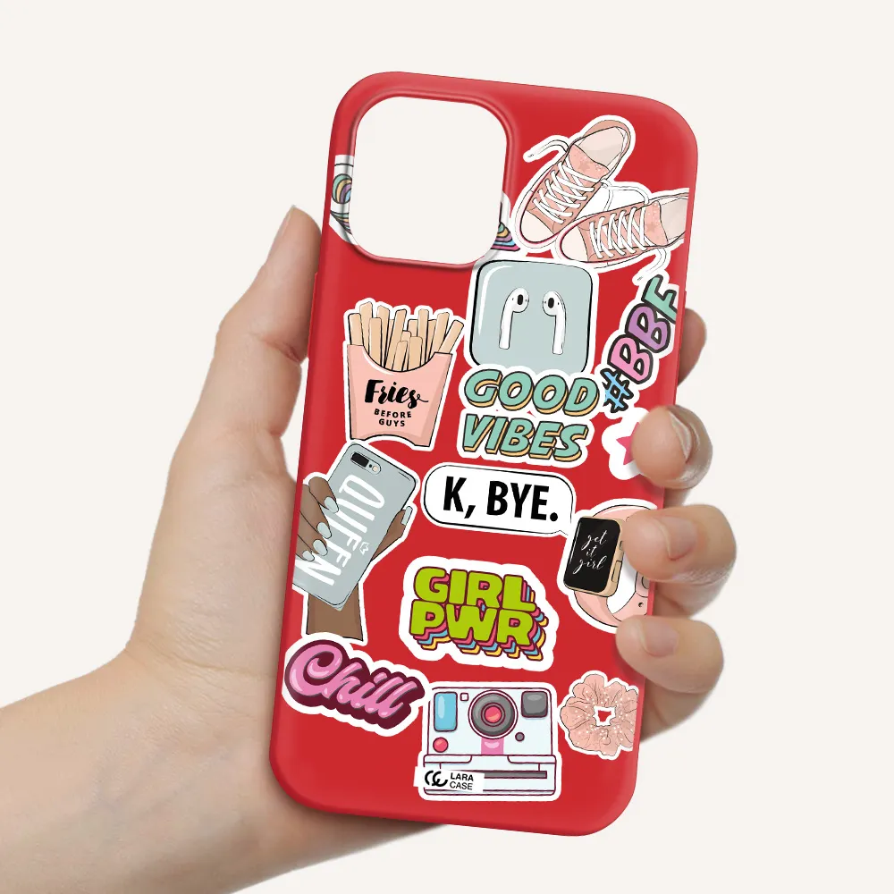 Girl Power Apple iPhone 12 pro Silicone Imperial Red Case