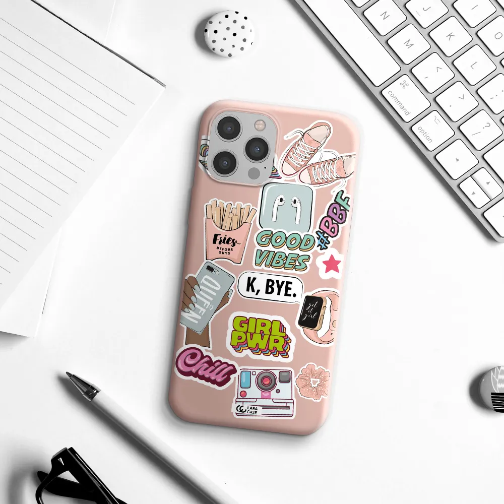 Girl Power Apple iPhone 12 pro Silicone pastel pink Case