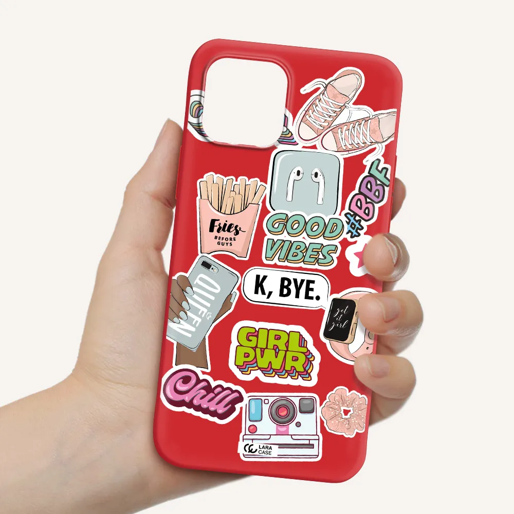 Girl Power Apple iPhone 12 Silicone Imperial Red Case