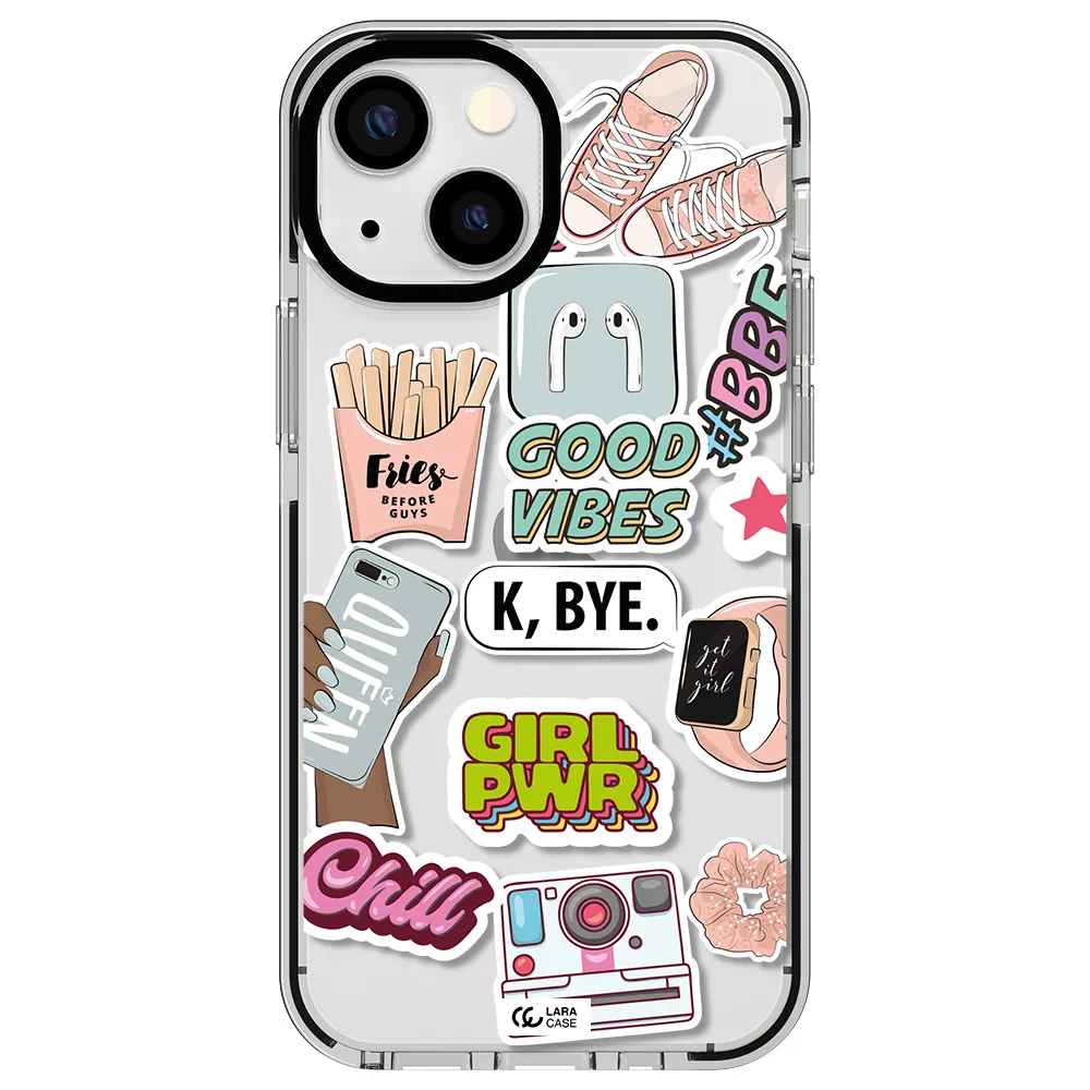 Girl Power Apple iPhone 13 mini impact black border Case