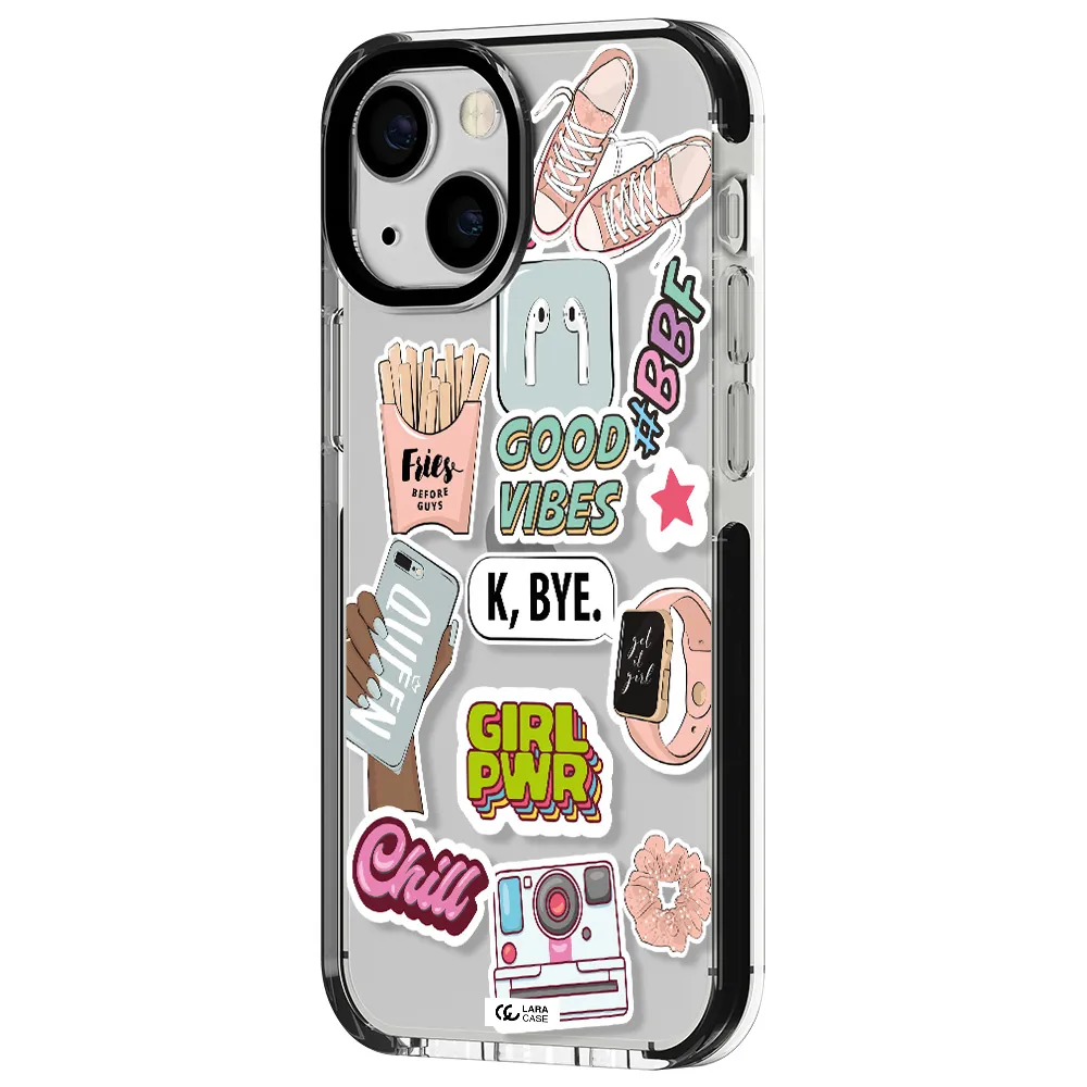 Girl Power Apple iPhone 13 mini impact black border Case