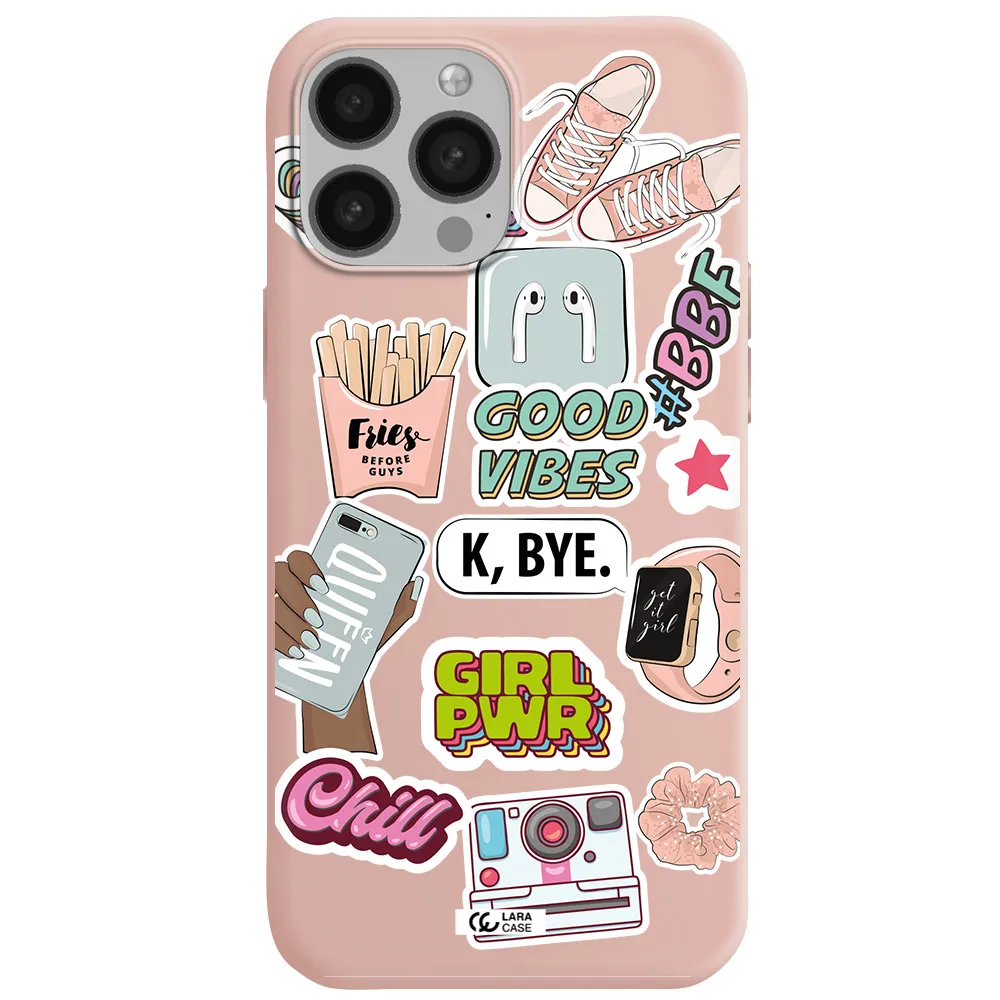 Girl Power Apple iPhone 13 Pro Max Silicone pastel pink Case