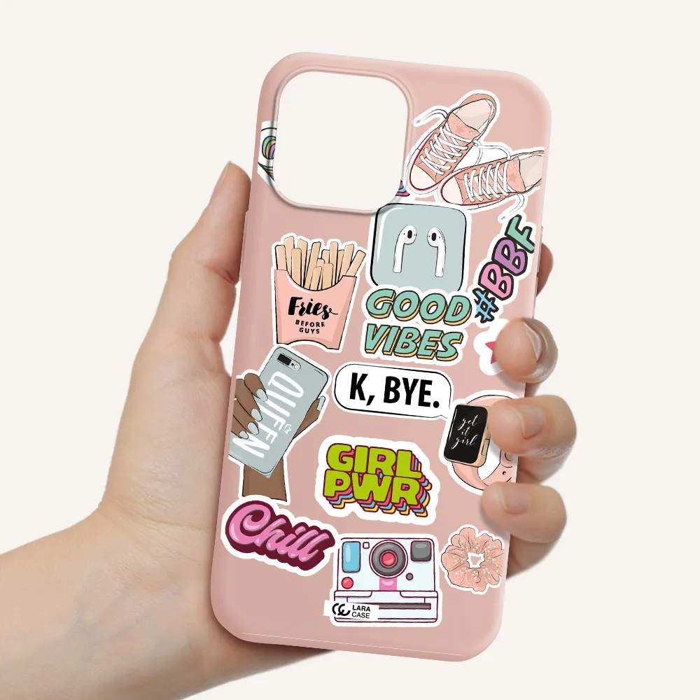 Girl Power Apple iPhone 13 Pro Max Silicone pastel pink Case