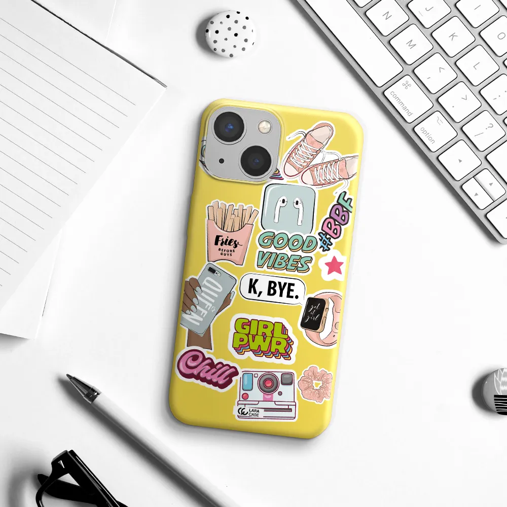 Girl Power Apple iPhone 13 Silicone canary yellow Case