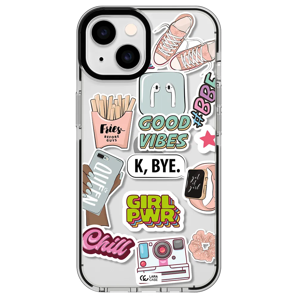 Girl Power Apple iPhone 14 impact black border Case