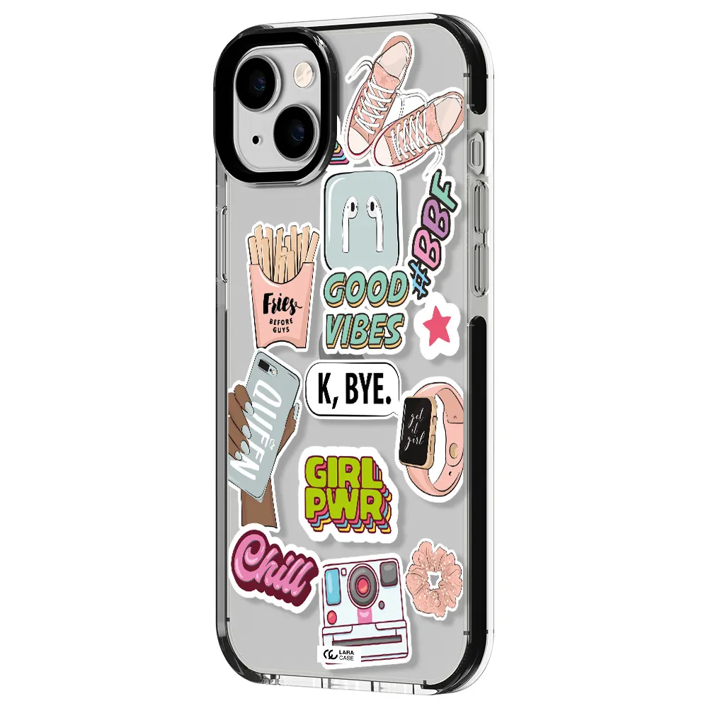 Girl Power Apple iPhone 14 plus impact black border Case