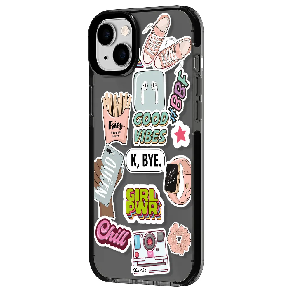 Girl Power Apple iPhone 14 plus impact Smoke Black Case