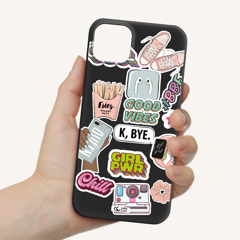 Girl Power Apple iPhone 14 plus Silicone black Case