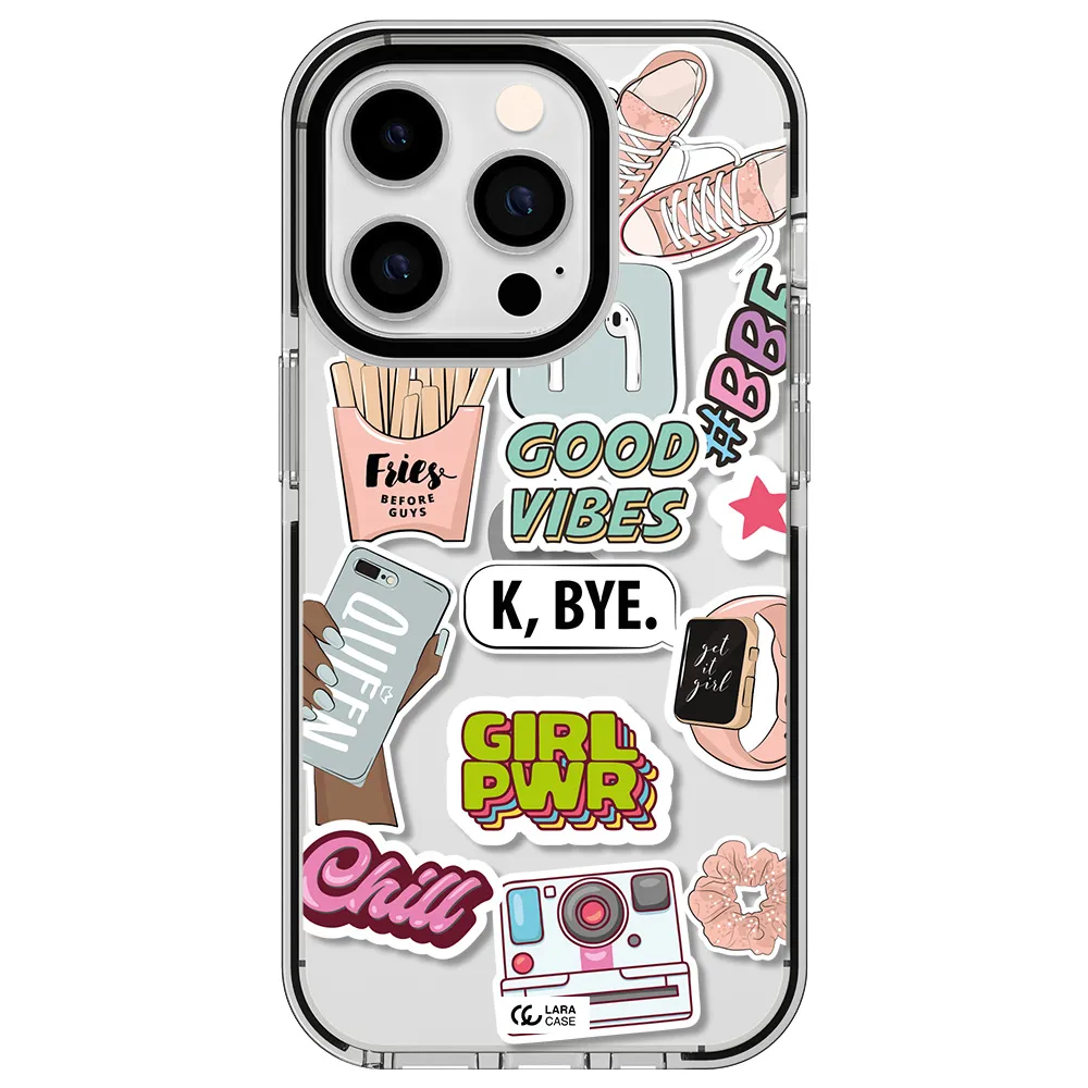 Girl Power Apple iPhone 14 pro impact black border Case