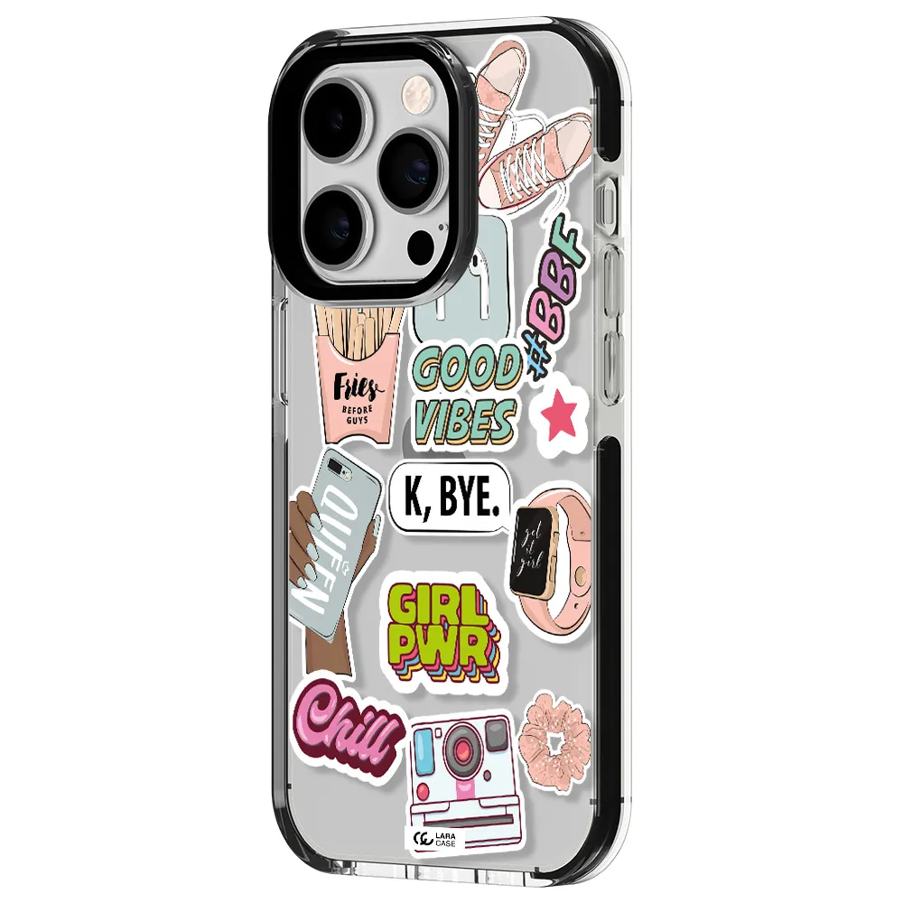 Girl Power Apple iPhone 14 pro impact black border Case