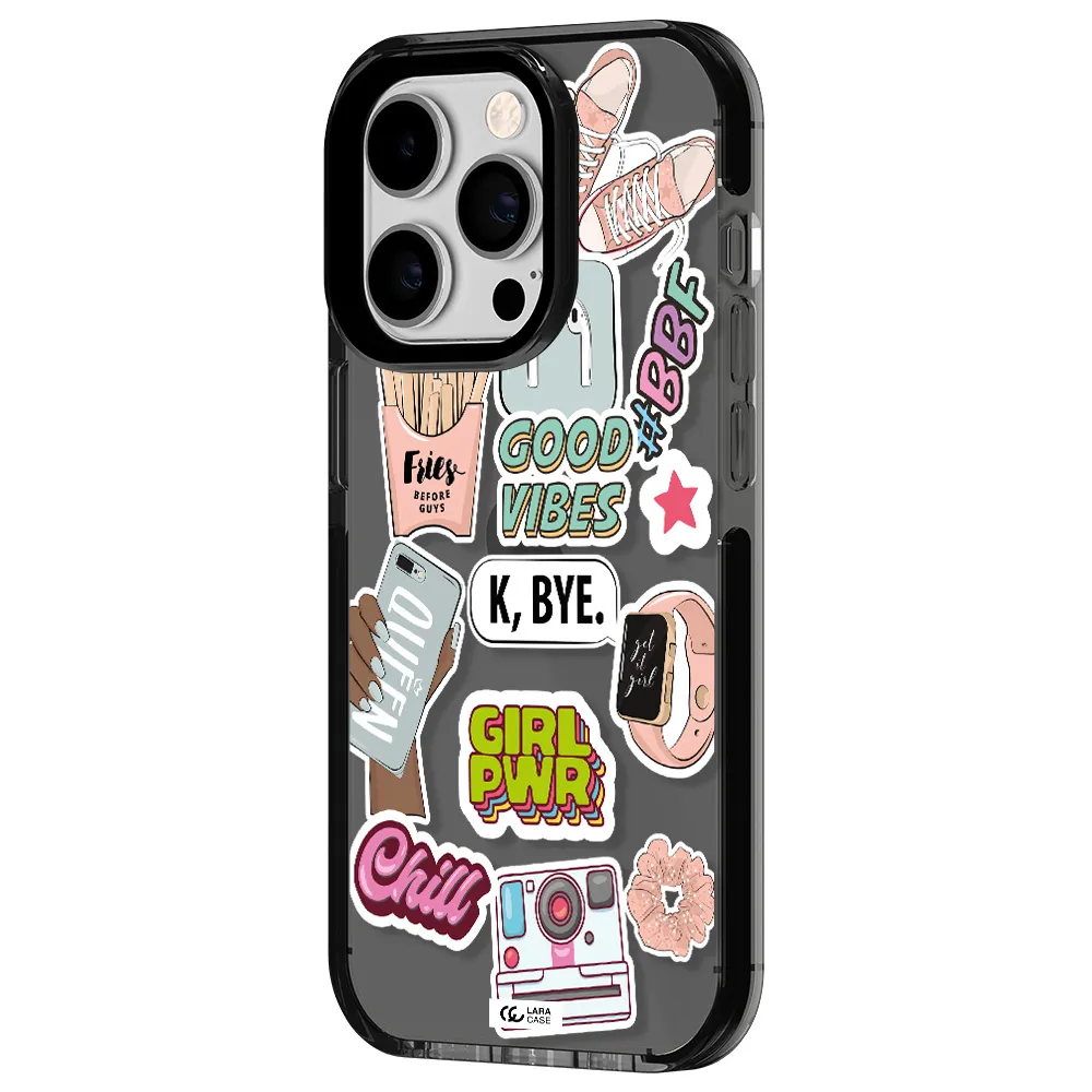 Girl Power Apple iPhone 14 pro impact Smoke Black Case