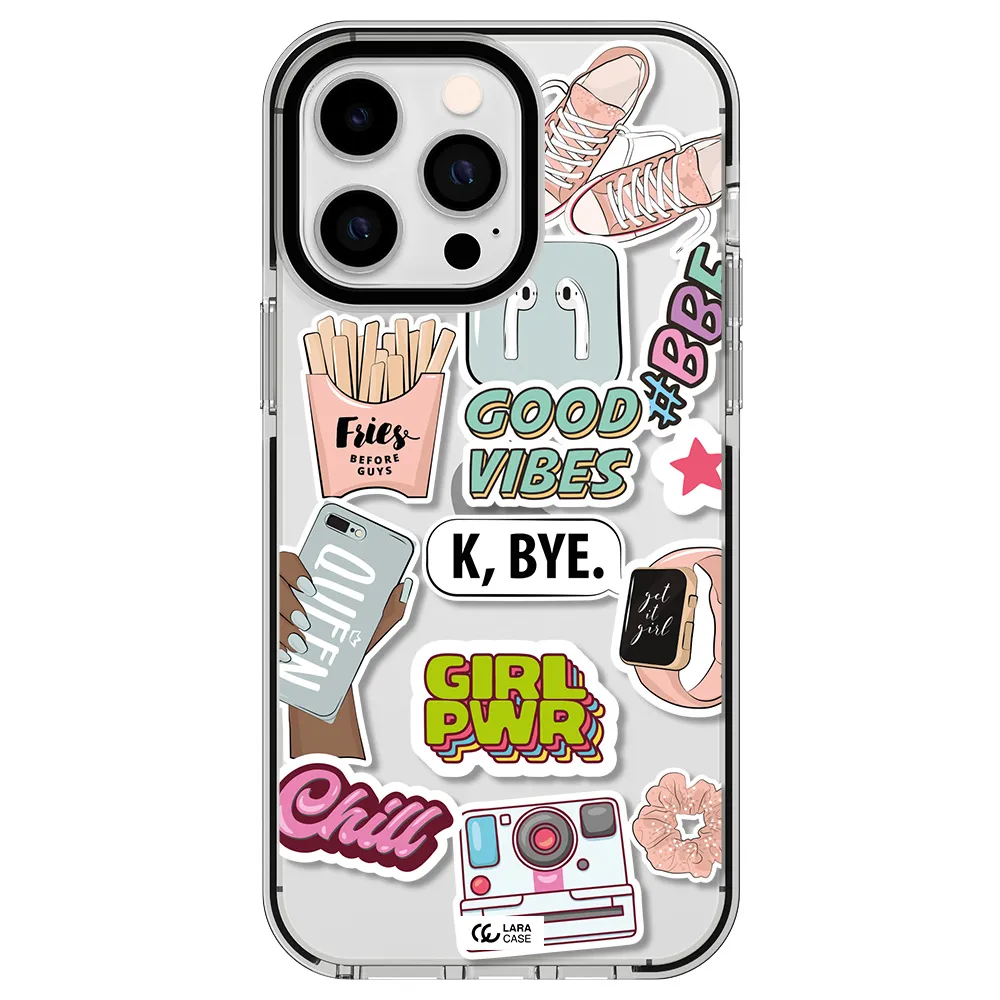 Girl Power Apple iPhone 14 pro max impact black border Case
