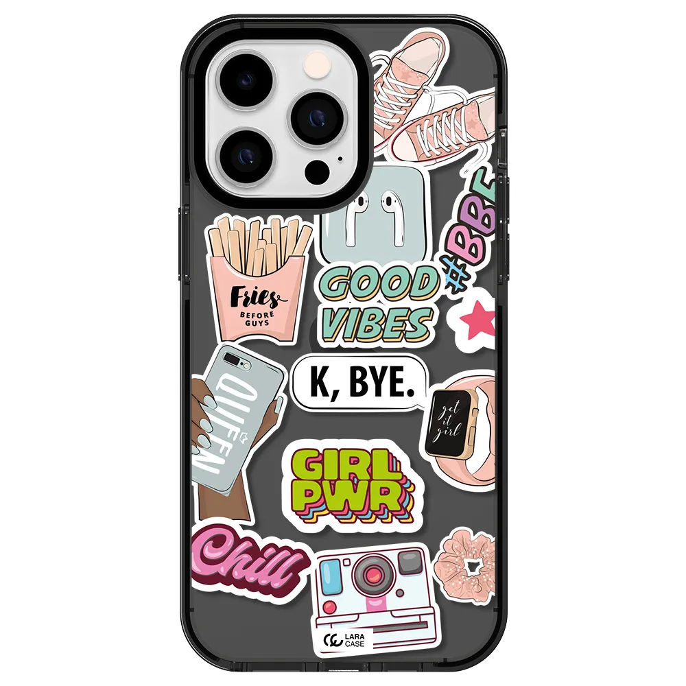 Girl Power Apple iPhone 14 pro max impact Smoke Black Case