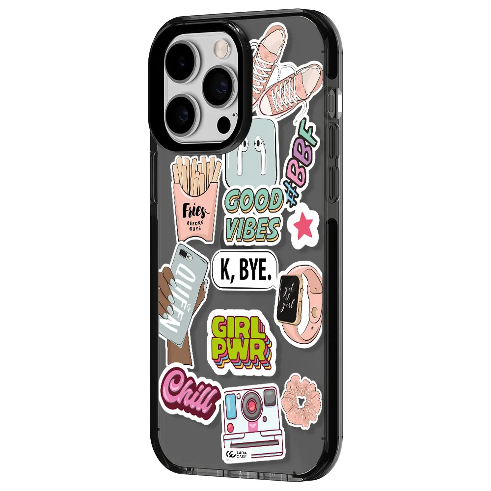 Girl Power Apple iPhone 14 pro max impact Smoke Black Case