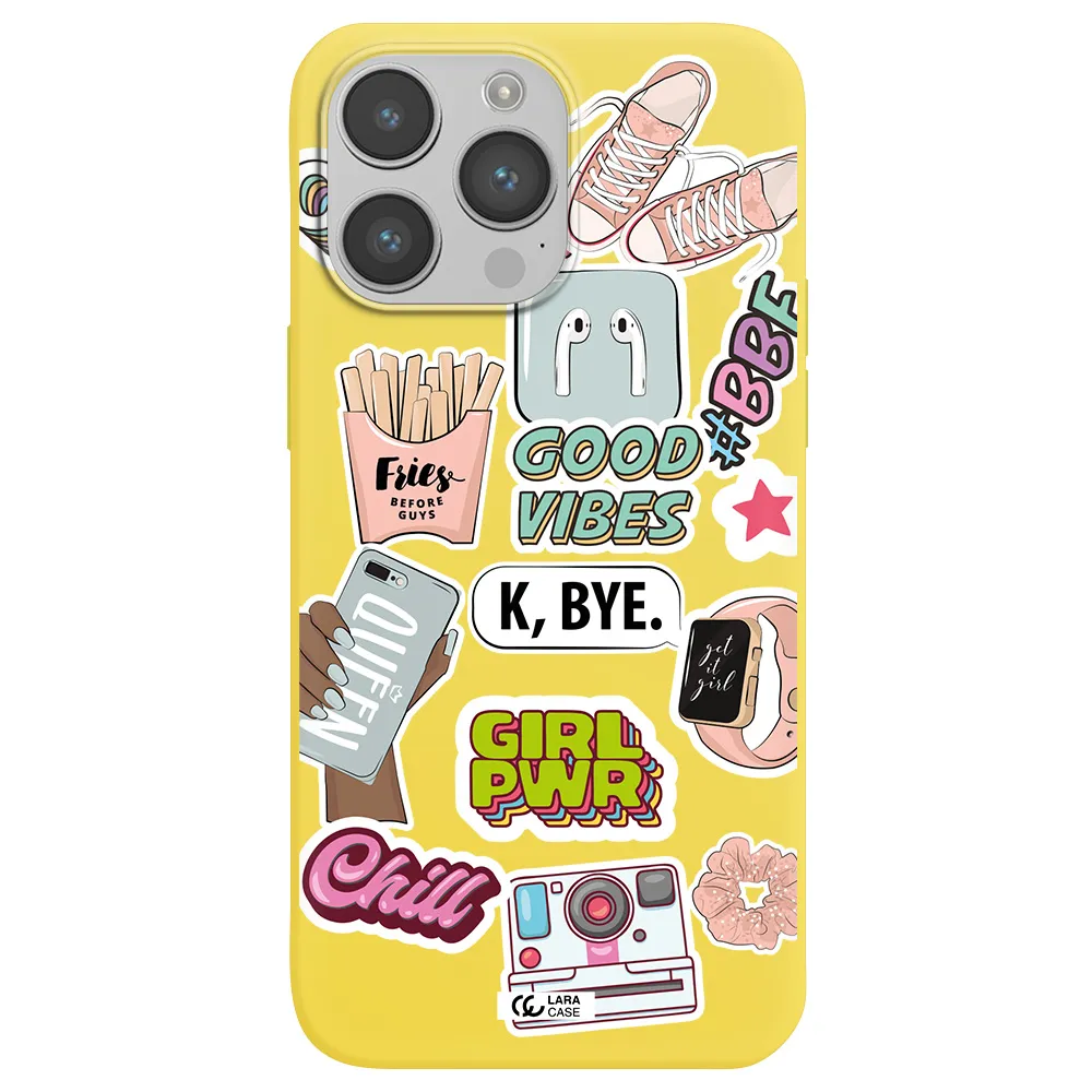 Girl Power Apple iPhone 14 pro Silicone canary yellow Case