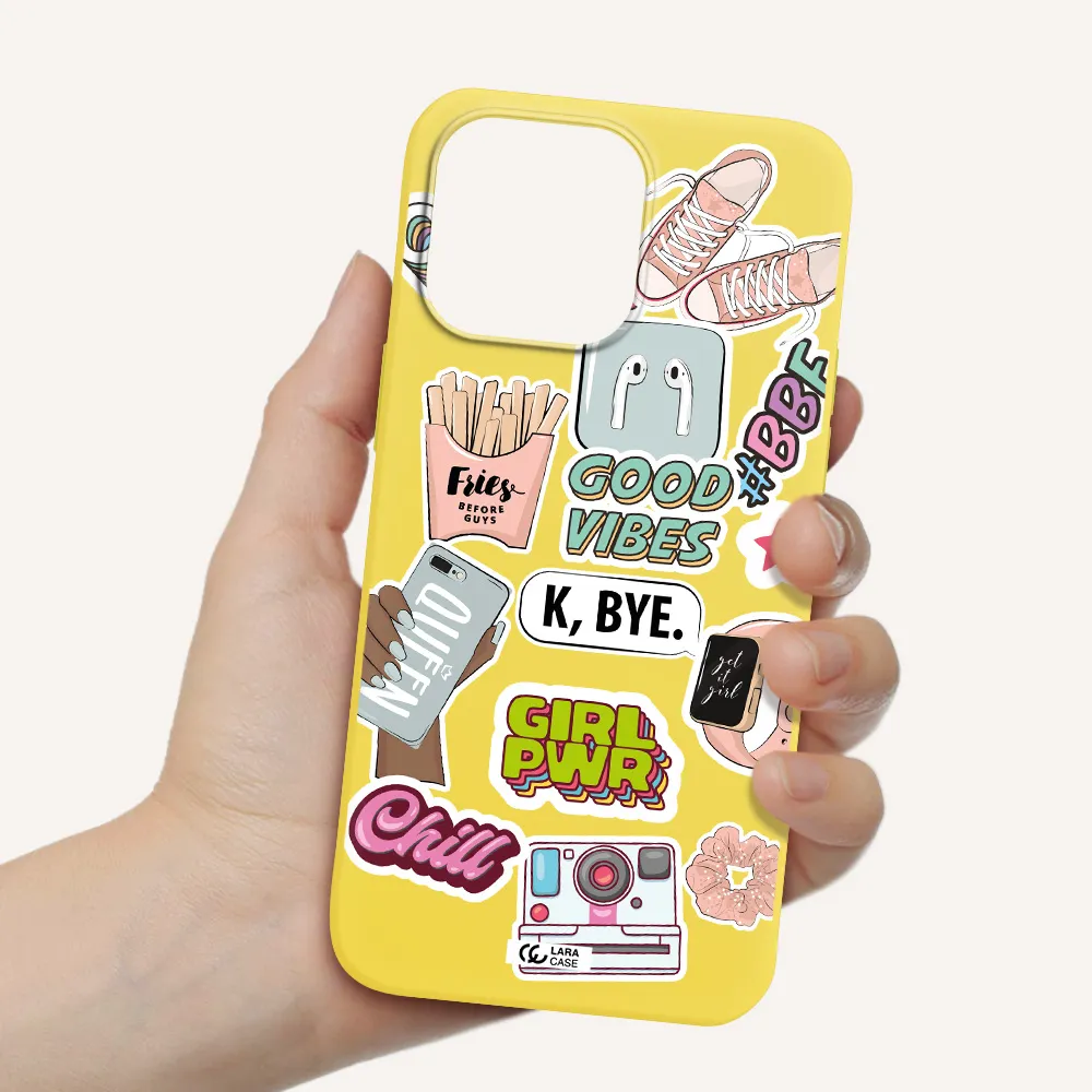 Girl Power Apple iPhone 14 pro Silicone canary yellow Case