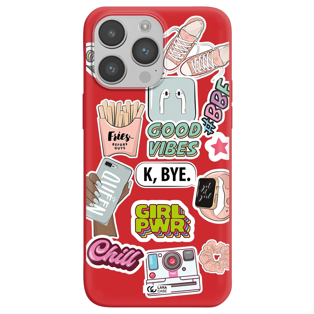 Girl Power Apple iPhone 14 pro Silicone Imperial Red Case