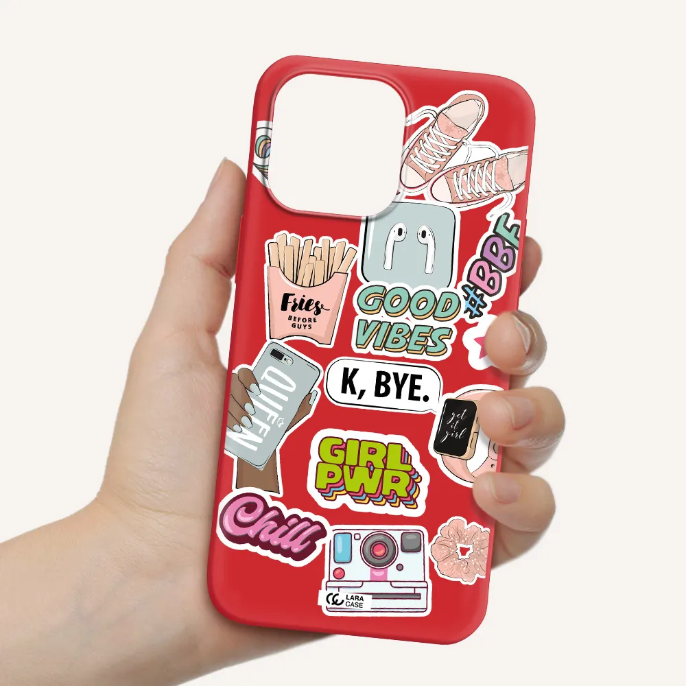 Girl Power Apple iPhone 14 pro Silicone Imperial Red Case