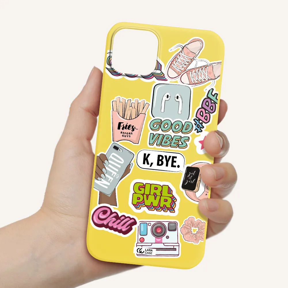 Girl Power Apple iPhone 14 Silicone canary yellow Case