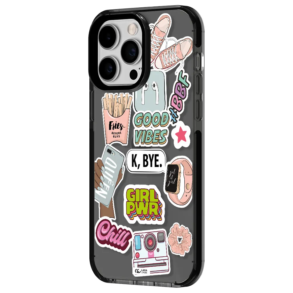 Girl Power Apple iPhone 15 Pro impact Smoke Black Case