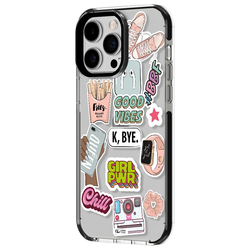 Girl Power Apple iPhone 15 Pro Max impact black border Case