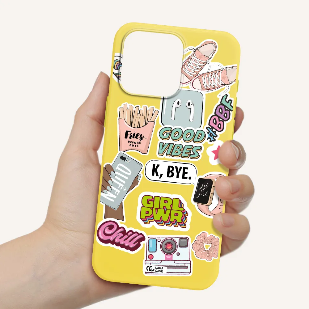 Girl Power Apple Iphone 15 Pro max Silicone canary yellow Case