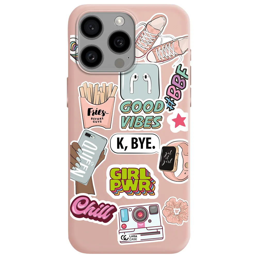 Girl Power Apple Iphone 15 Pro max Silicone pastel pink Case