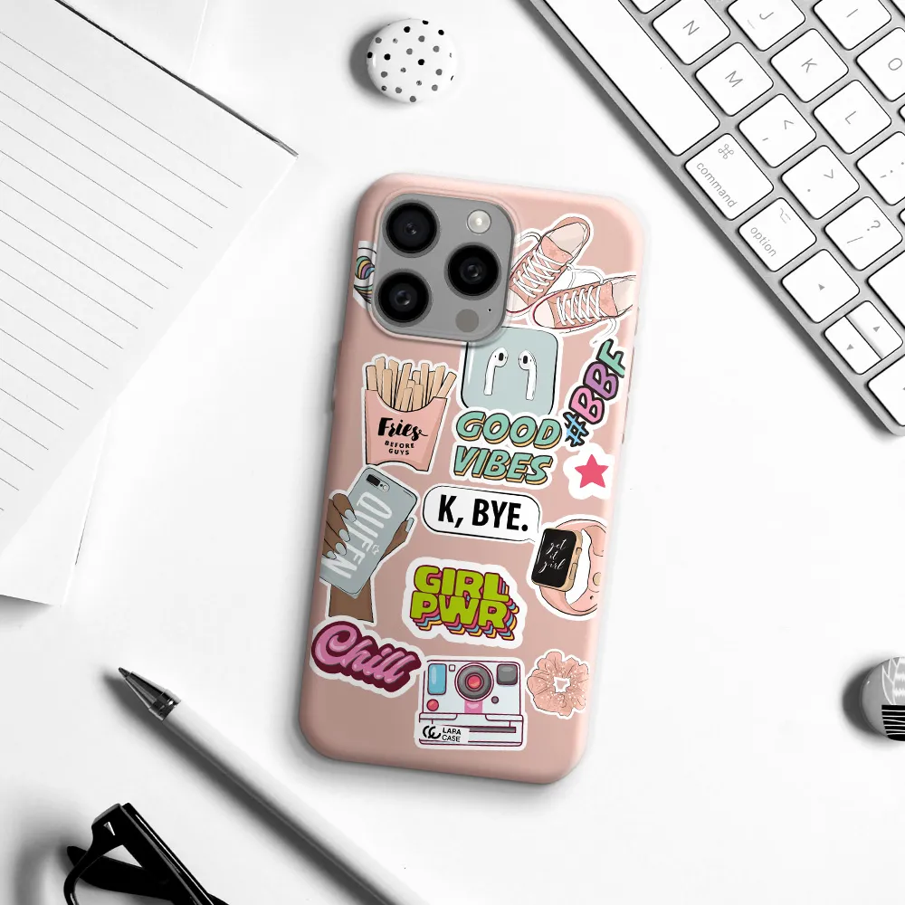 Girl Power Apple Iphone 15 Pro max Silicone pastel pink Case