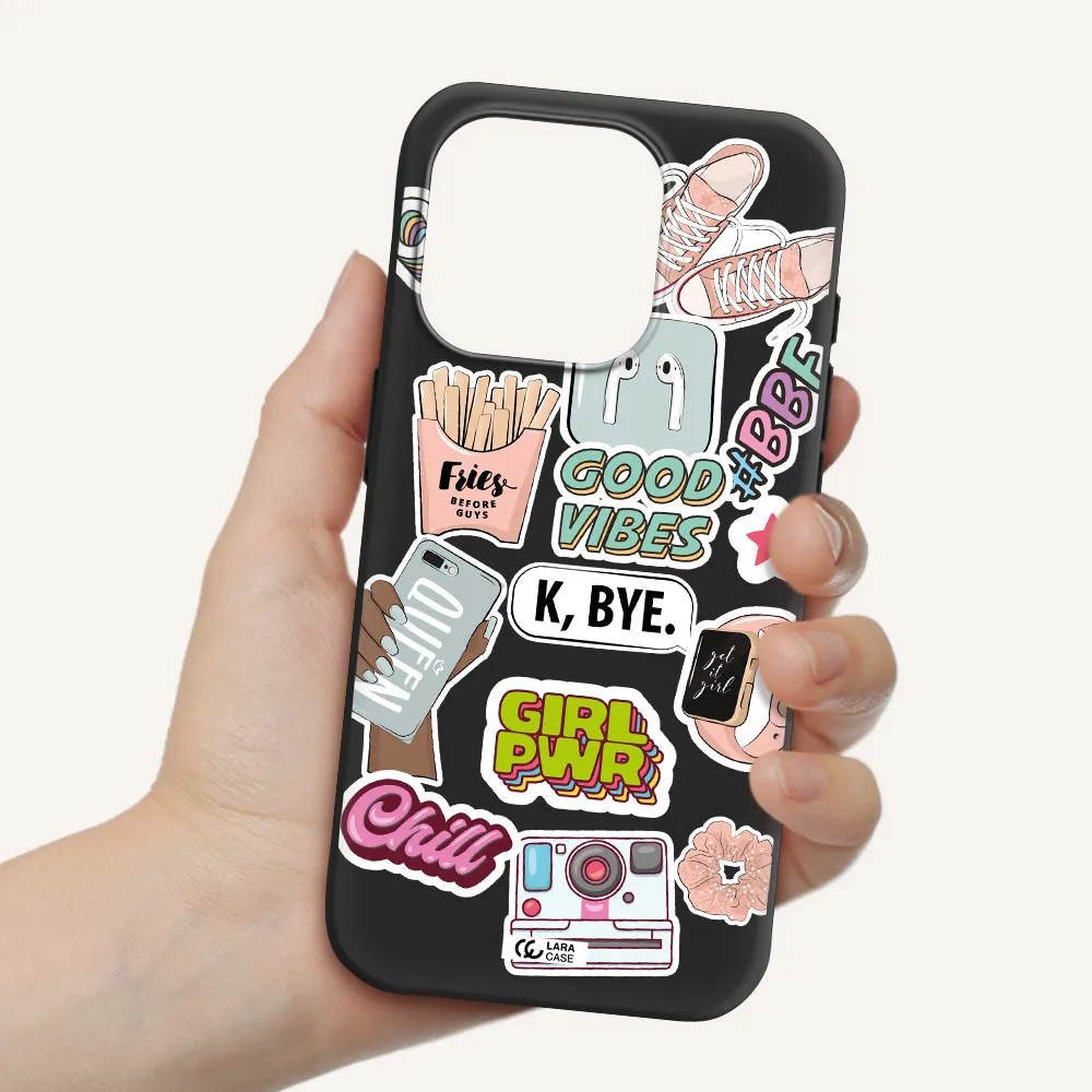 Girl Power Apple Iphone 15 Pro Silicone Black Case