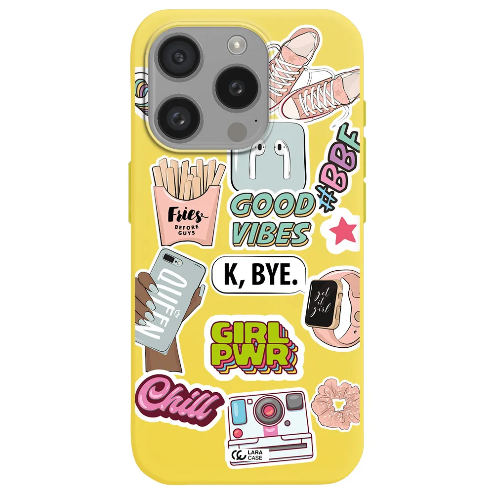 Girl Power Apple Iphone 15 Pro Silicone Canary Yellow Case