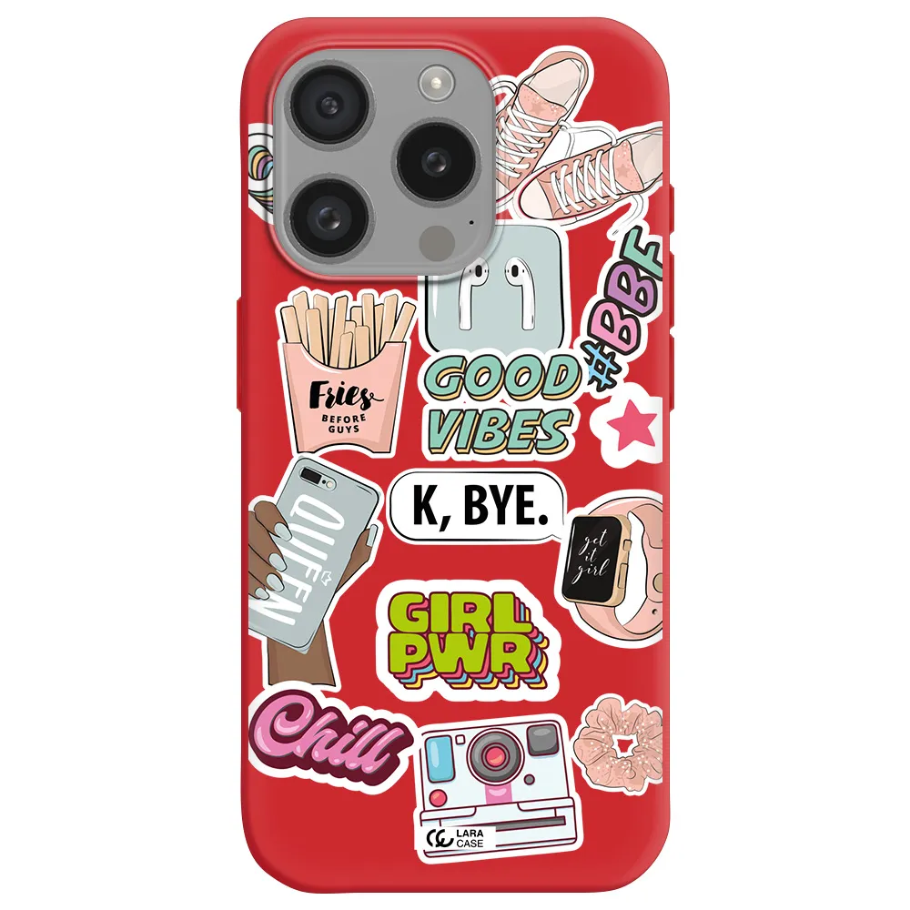 Girl Power Apple Iphone 15 Pro Silicone Imperial Red Case