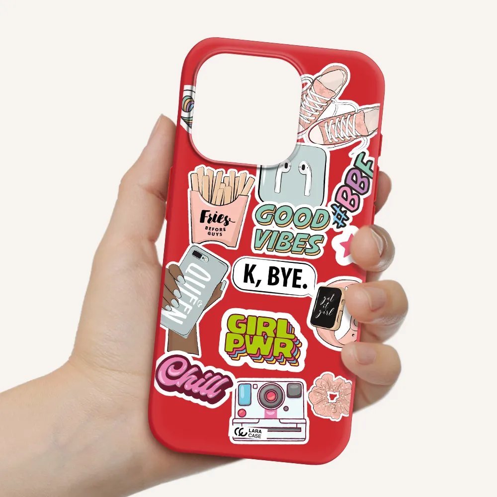 Girl Power Apple Iphone 15 Pro Silicone Imperial Red Case