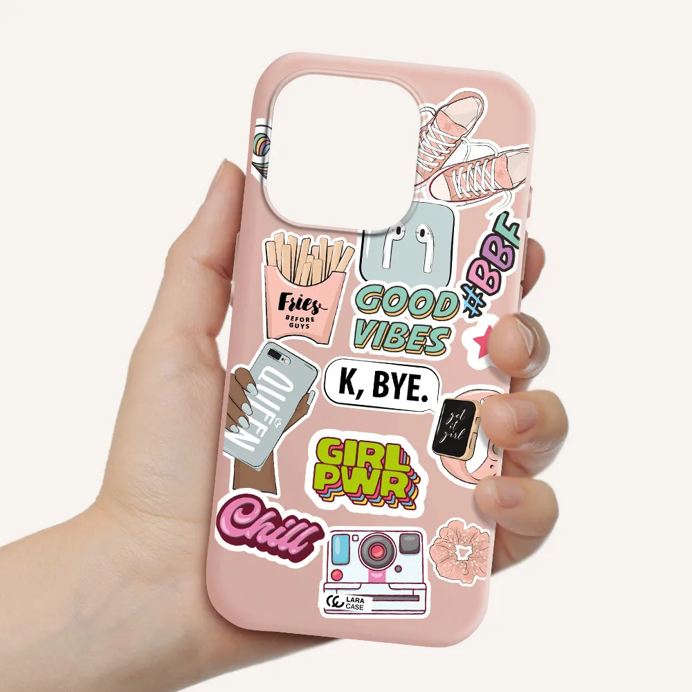 Girl Power Apple Iphone 15 Pro Silicone Pastel Pink Case