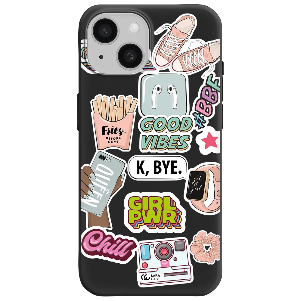 Girl Power Apple iPhone 15 Silicone black Case