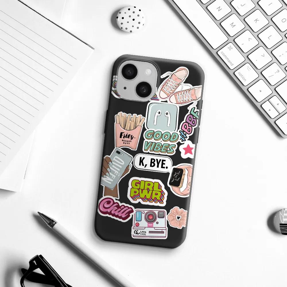 Girl Power Apple iPhone 15 Silicone black Case