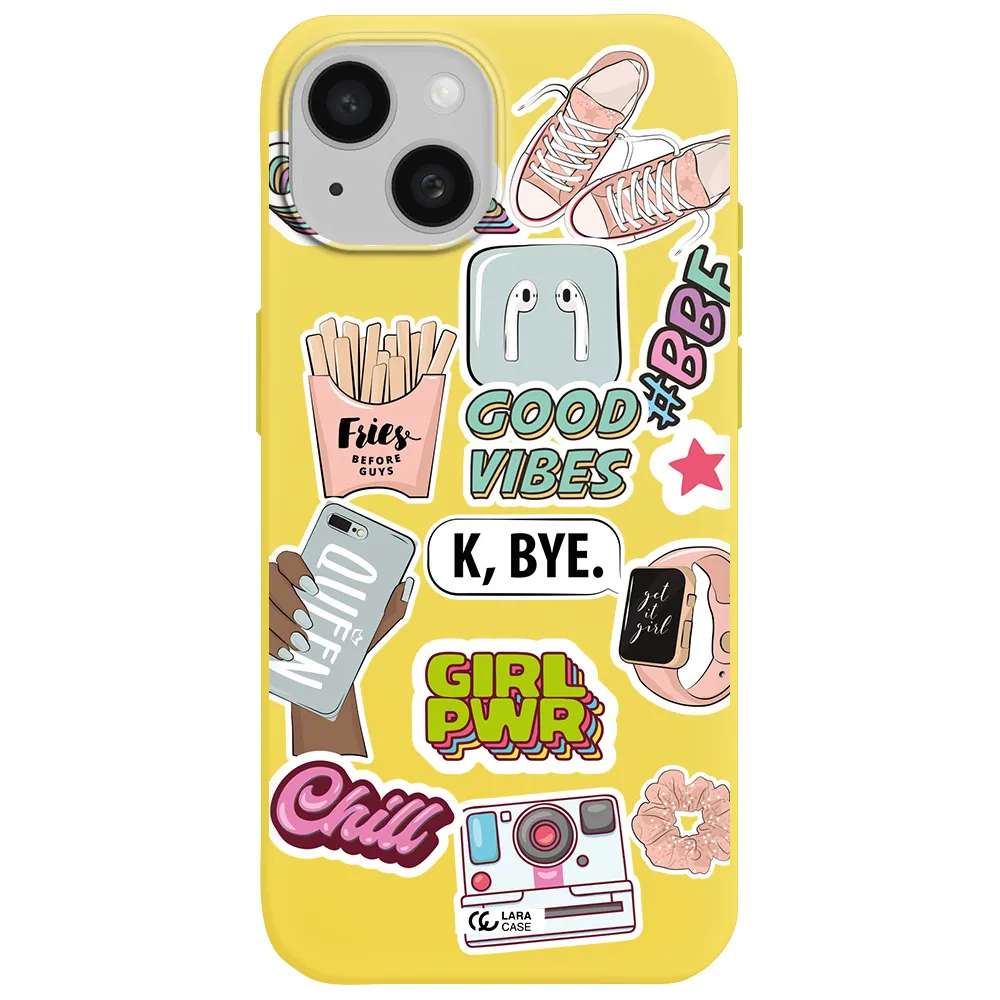 Girl Power Apple iPhone 15 Silicone canary yellow Case