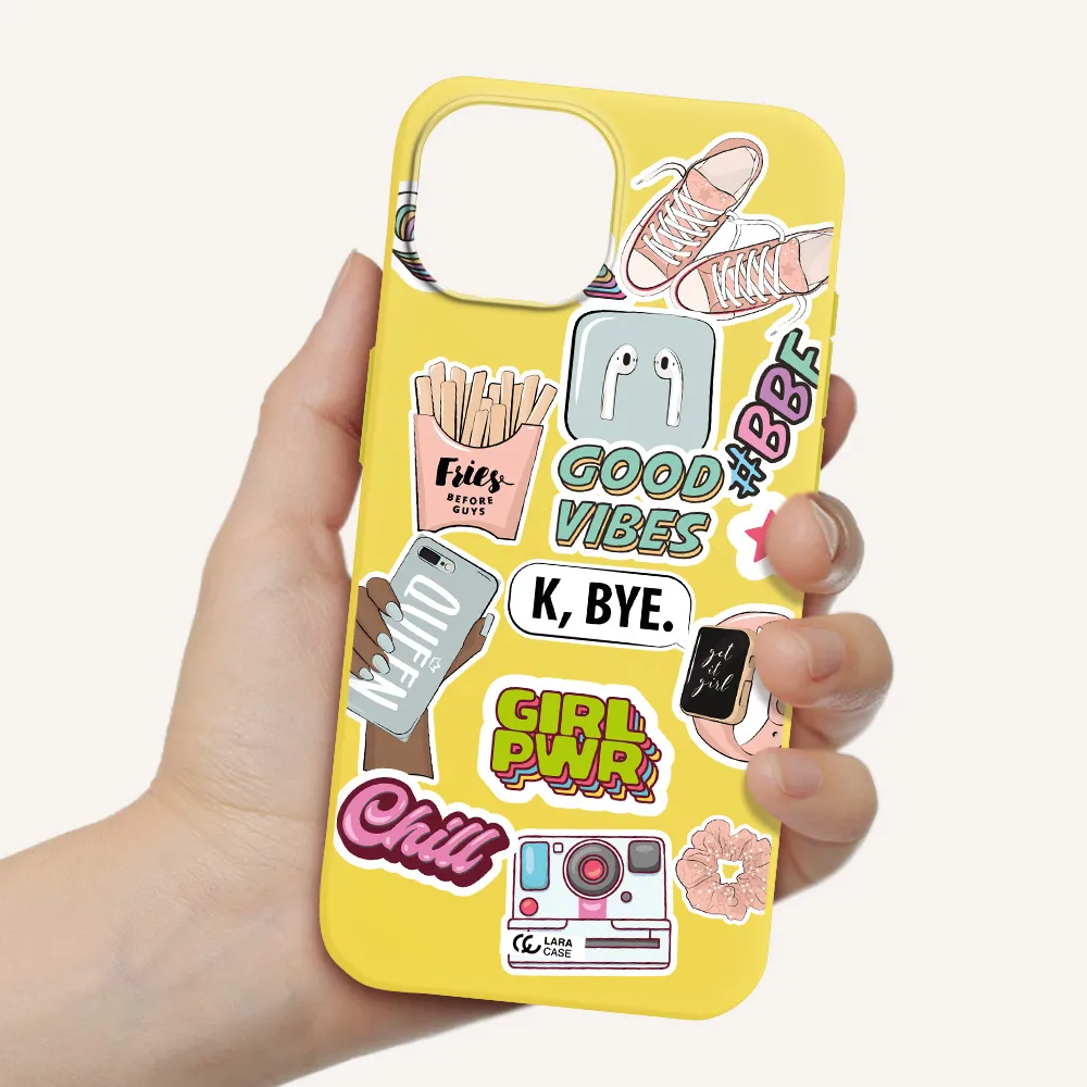 Girl Power Apple iPhone 15 Silicone canary yellow Case