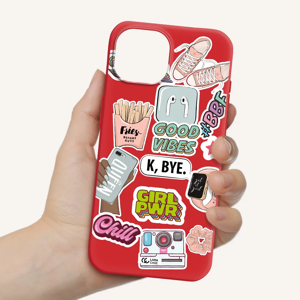 Girl Power Apple Iphone 15 Silicone Imperial Red Case