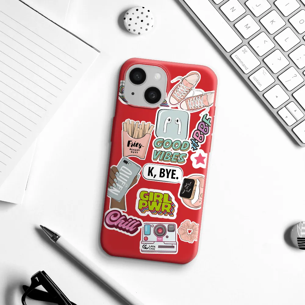 Girl Power Apple Iphone 15 Silicone Imperial Red Case