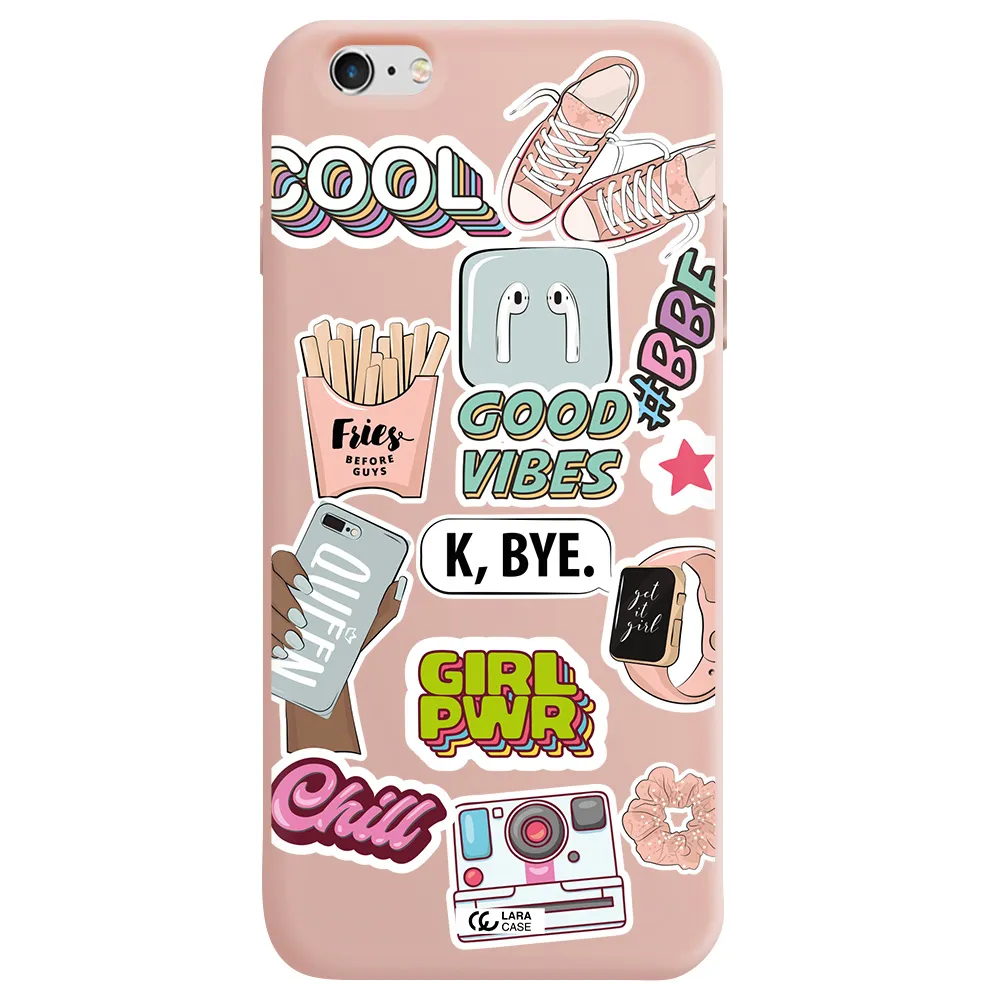 Girl Power Apple iPhone 6 plus Silicone pastel pink Case