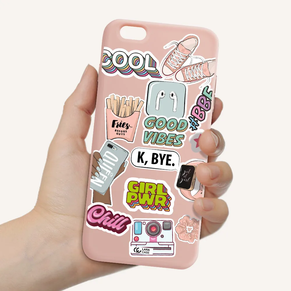 Girl Power Apple iPhone 6 s plus Silicone pastel pink Case