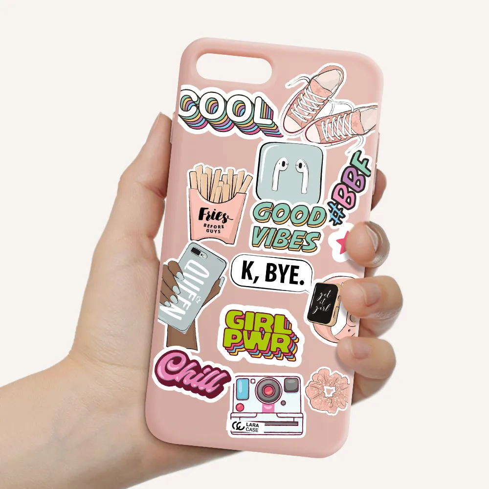 Girl Power Apple iPhone 7 plus Silicone pastel pink Case