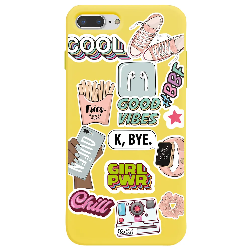 Girl Power Apple iPhone 8 plus Silicone canary yellow Case