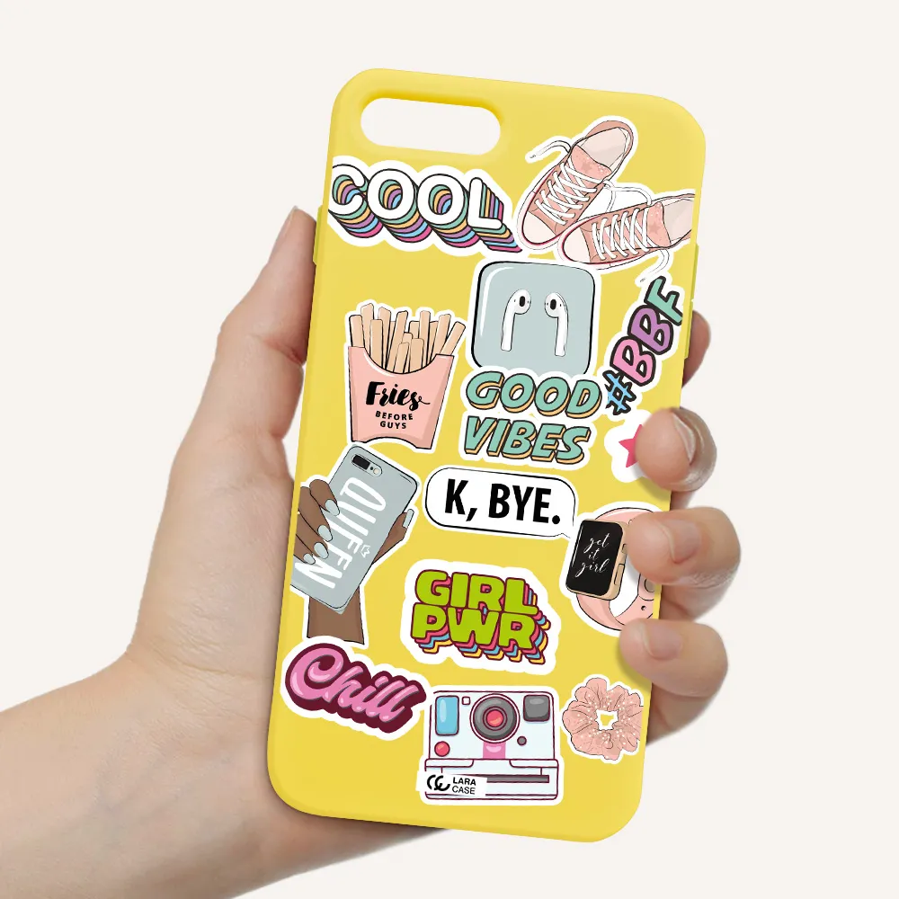 Girl Power Apple iPhone 8 plus Silicone canary yellow Case