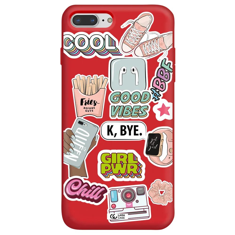 Girl Power Apple iPhone 8 plus Silicone Imperial Red Case