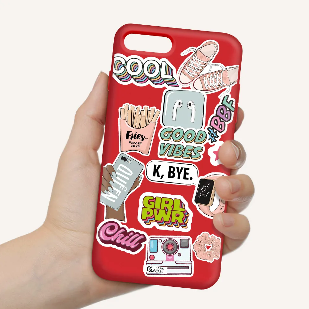 Girl Power Apple iPhone 8 plus Silicone Imperial Red Case