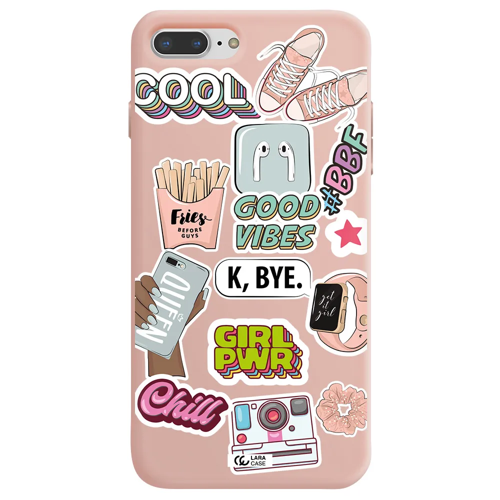 Girl Power Apple iPhone 8 plus Silicone pastel pink Case